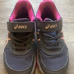 Asics Black and Pink Running Girls Sneakers with Velcro Closure
